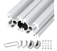 QUARKZMAN 2Pcs 100mm T Slot 2020 Aluminium Extrusion, European Standard Anodized Linear Rail, Extruded Aluminium Rail Profile 3D Printer, CNC DIY, Silver
