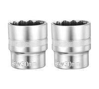 QUARKZMAN 2Pcs 12Points Socket 1/2" Drive 30mm Metric | Shallow Socket 1.7" Long CR-V Steel