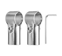 QUARKZMAN 2Pcs 180 Degrés Connecteurs de Tuyaux Structurels 2 Voies Pince D'Extrémité de Rails en Acier Inoxydable avec Clé pour Étagère DIY 1"/1.1" Diamètre de Tuyau, Argenté