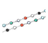 QUARKZMAN 2Pcs 2 Yards Chaîne en Strass, Chaîne de Perles en Laiton Plaqué Or pour Bracelets, Colliers, Verre, Chaussures, Décoration de Vêtements (Arc-en-Ciel, Argent)