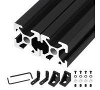 QUARKZMAN 2Pcs 250mm T Slot 2020 Aluminium Extrusion, European Standard Anodized Linear Rail, Extruded Aluminium Rail Profile 3D Printer, CNC DIY, Noir