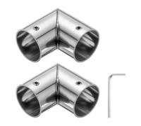 QUARKZMAN 2pcs 25mm Raccord de Tuyaux 2 Voie à 90 Degrés avec rgenté | Pinces de Rail d'Extrémité, Raccords-Unions Serre-Joints à Tuyau en Acier Inoxydable pour Support d'Étagère DIY