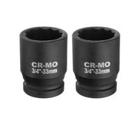 QUARKZMAN 2Pcs 3/4-Pouce Drive 12 Point Douille D'Impact 33mm Métrique Broche Écrou Douille Conducteur Clé pour Réparation Automobile Retrait Facile