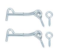 QUARKZMAN 2Pcs 3.5 x 63mm Crochet Pour Porte De Cabine, Fermeture De Sécurité À Ressort En Acier Au Carbone Zingué Avec Crochet À Portillon Bleu Blanc Pour Fenêtre En Bois Porte Crochet