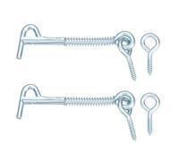 QUARKZMAN 2Pcs 3.5 x 75mm Crémone De Cabine, Crochet À Ressort En Acier Au Carbone Zingué Et Crémone De Sécurité À Oeil Avec Crochet À Portillon, Pour Fenêtre En Bois, Bleu Blanc