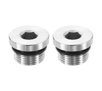 QUARKZMAN 2Pcs 304 Inox Acier Tuyau Bouchon Raccord G1/2 Mâle Filetage Intérieur Hex Tête Bouchon Hexagonal Tête Bonde Bouchons Bouchons Raccords avec Joint Bague pour Air Eau Huile Gaz Tube