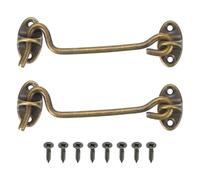 QUARKZMAN 2Pcs 4" Hook And Eye Latch. Barn Door Lock Brass Cabin Hook Privacy Door Gate Hooks Pour Window Sliding Door Fence Shed. Bronze