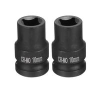 QUARKZMAN 2Pcs 4 Pointe Douille Carrée 1/2" Drive 10mm Douille à Choc Carrée Métrique CR-MO Douilles de Roue Standard Noircissantes Outil de Douille Pneumatique pour Réparation Automobile