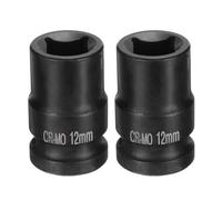 QUARKZMAN 2Pcs 4 Pointe Douille Carrée 1/2" Drive 12mm Douille à Choc Carrée Métrique CR-MO Douilles de Roue Standard Noircissantes Outil de Douille Pneumatique pour Réparation Automobile