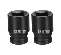 QUARKZMAN 2Pcs 4 Pointe Douille Carrée 1/2" Drive 16mm Douille à Choc Carrée Métrique CR-MO Douilles de Roue Standard Noircissantes Outil de Douille Pneumatique pour Réparation Automobile