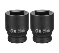 QUARKZMAN 2Pcs 4 Pointe Douille Carrée 1/2" Drive 21mm Douille à Choc Carrée Métrique CR-MO Douilles de Roue Standard Noircissantes Outil de Douille Pneumatique pour Réparation Automobile