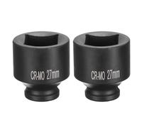 QUARKZMAN 2Pcs 4 Pointe Douille Carrée 1/2" Drive 27mm Douille à Choc Carrée Métrique CR-MO Douilles de Roue Standard Noircissantes Outil de Douille Pneumatique pour Réparation Automobile