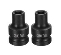 QUARKZMAN 2Pcs 4 Pointe Douille Carrée 1/2" Drive 7mm Douille à Choc Carrée Métrique CR-MO Douilles de Roue Standard Noircissantes Outil de Douille Pneumatique pour Réparation Automobile