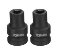 QUARKZMAN 2Pcs 4 Pointe Douille Carrée 1/2" Drive 8mm Douille à Choc Carrée Métrique CR-MO Douilles de Roue Standard Noircissantes Outil de Douille Pneumatique pour Réparation Automobile