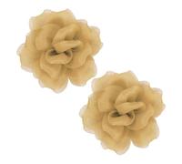 QUARKZMAN 2pcs 5 Inch Large Satin Fabric Flower Brooch pour Women Organza Elegant Floral Flower Brooches pour Wedding Dance Party Clothes Dress Hat Accessories, Khaki