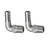 QUARKZMAN 2Pcs 90 Degré Coude Tuyau Cannelé Raccord 0,4" Cannelé x 1/4" NPT Mâle Inox Acier Tuyau Raccord Air Tuyau Raccords Coupleur Filetage Connecteur Adaptateur pour Eau Carburant Air