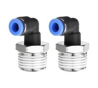 QUARKZMAN 2pcs 90 Raccords Push to Connect 1/2" NPT Filetage Mâle x 6mm ID Coude Raccord Rapide Pour Tuyau Pneumatique Pour Eau Gaz Huile
