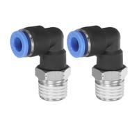 QUARKZMAN 2pcs 90 Raccords Push To Connect G 6mm Tube OD x 1/4" NPT Filetage Mâle Coude Raccord Rapide Pour Tuyau Pneumatique Connecteur Push Lock Pour Tuyau Eau Gaz Huile