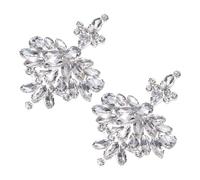 QUARKZMAN 2Pcs Applique Fleur Strass, 3.62" x 2.44" Patch Strass A Repasser Applique Cristal Etincelant Pour Vetements Jeans Vestes Sacs Mariage Noces, Argent