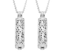 QUARKZMAN 2Pcs Arbre De Vie Collier De Crémation, Pendentif Cylindre Creux En Acier Inoxydable Petit Objet Commémoratif Avec Conteneur De Cendres Intérieur Bouchon À Vis Pour Femmes.