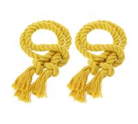 QUARKZMAN 2Pcs Attaches de Rideaux en Corde, 30" Pompon en Polyester Attaches de Rideaux à Main Tissées Décoratives pour La Maison Et Le Bureau, Jaune