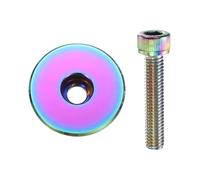 QUARKZMAN 2pcs Bicycle Headset Stem Top Cap 1-1/4" (31.8mm) OD Alliage D'aluminium Couverture De Potence De Direction De Vélo avec Boulon M6 pour Mountain Bike Road Bikes MTB, Iridescent