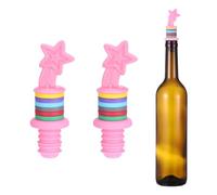 QUARKZMAN 2Pcs Bouchon De Bordeaux en Silicone, Bouchon De Bordeaux Amusant en Forme D'étoile, Rose