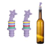 QUARKZMAN 2Pcs Bouchon De Bordeaux en Silicone, Bouchon De Bordeaux Amusant en Forme D'Étoile, Violet