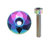 QUARKZMAN 2Pcs Bouchon De Potence De Vélo 1-1/4" (31.8mm) OD en Alliage D'Aluminium Couvercle De Potence avec Boulon M6 pour VTT Vélo De Route MTB, Iridescent