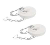 QUARKZMAN 2Pcs Bouchons de Baignoire en Caoutchouc 48-49mm Bouchon d'Évier de Cuisine, Bouchon de Vidange de Salle de Bain avec Anneau de Traction et Chaîne en Acier Inoxydable, Blanc