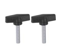QUARKZMAN 2Pcs Boutons à Ailettes Tee M10 x 35mm Tige Filetée Mâle Métrique Tête en T de 55mm Poignées de Bouton en Plastique Vis à Pouce de Serrage à la Main, Noir