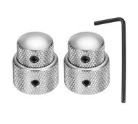 QUARKZMAN 2Pcs Boutons De Controle Empiles Double Concentriques, 1/4" Boutons De Controle Audio Universels En Metal Pour Volume Et Tone Avec Cle Pour Guitare Electrique, Basse, Argent