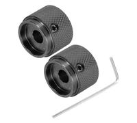 QUARKZMAN 2Pcs Boutons de Guitare en Métal, Boutons de Contrôle de Volume et de Tonalité en Forme de Dôme 6 x 20 x 15,5 mm pour Potentiomètre avec Clé pour Guitare Électrique Basse, Noir