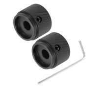 QUARKZMAN 2Pcs Boutons de Guitare en Métal, Boutons de Contrôle de Volume et de Tonalité en Forme de Dôme 6 x 20 x 15,5 mm avec Clé pour Guitare Électrique Basse, Noir Mat