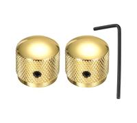 QUARKZMAN 2Pcs Boutons De Guitare Métalliques, 1/4" Bouton De Dôme Universel De Contrôle Audio De Volume Et De Ton Pour Guitare, Accessoires De Basse Avec Clé, Or