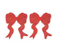 QUARKZMAN 2Pcs Bow Chenille Patches, Iron On Patches Cute Side Bow Embroidered Applique Patch 15.3cm Pour DIY Clothing Fabric Clothing Hats Shoes Bags, Red