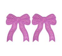 QUARKZMAN 2Pcs Bow Chenille Patches, Iron On Patches Cute Side Bow Embroidered Applique Patch 5" Pour DIY Clothing Fabric Clothing Hats Shoes Bags, Purple