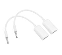 QUARKZMAN 2Pcs Câble Aux vers USB Mâle 3,5mm vers Femelle USB 2,0 Blanc