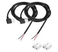 QUARKZMAN 2Pcs Câble D'Alimentation Court USB Plug Pigtail, 1M/3.2FT Mâle Coude Court Câble D'Alimentation 22AWG 5V 3A USB-C Plug Avec Connecteur De Fil 2-Position Pour USB Ou DIY, Noir