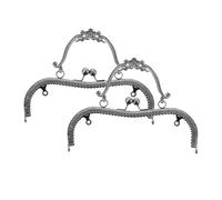 QUARKZMAN 2Pcs Cadres de Sac à Main en Métal 20cm/7.9" Sac à Main (Gris) | Cadre de Verrouillage à Baiser en Arc Rétro Estampé pour la Fabrication de Sac à Main, Sac de Soirée