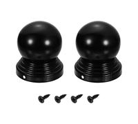 QUARKZMAN 2Pcs Caps Pour Poteaux De Clôture, 76mm/2.99-inch Round Waterproof Ball Top Dome Iron Post Cap Cover With Screw Fit Pour Outdoor Metal Wood Fence Deck Mailbox Patio, Black