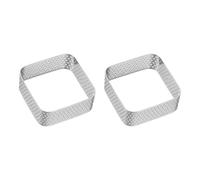 QUARKZMAN 2pcs Cercles à Gâteau Perforés 1.97" Carrés en Acier Inoxydable Cercle à Tartelette Antiadhésif Poli Cercle à Mousse Épais Outil de Pâtisserie pour Gâteaux Desserts Français Fruits