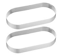 QUARKZMAN 2pcs Cercles à Gâteau Perforés 6.30" Cercle à Tartelette Ovale en Acier Inoxydable Antiadhésif Poli Cercle à Mousse Épaississant Outils pour Pâtisserie Gâteaux