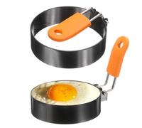 QUARKZMAN 2Pcs Cercles À Oeufs 3" Acier Inoxydable Antiadhésif Cercle À Pancake Avec Poignée En Silicone Pour Poêle Faire Frire Des Oeufs Sandwich Omelettes Petit-Déjeuner
