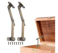 QUARKZMAN 2Pcs Charnières De Support De Couvercle Pliantes, 3" Côté Gauche Charnière À Levage En Laiton Rotative Pour Armoire Placard Boîte À Bijoux En Bois Étagère De Rangement, Ton Bronze