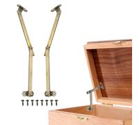 QUARKZMAN 2Pcs Charnières De Support De Couvercle Pliantes, 4.9" Côté Gauche Et Droit Charnière De Levage En Laiton Rotative Armoire Placard Boîte À Bijoux En Bois Étagère De Rangement, Ton