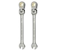QUARKZMAN 2pcs Clé À Cliquet À Tête Flexible 5/16" SAE Clé Combinée À Cliquet 72 Dents Acier Chrome Vanadium Clé À Engrenage Avec Embout Carré 12 Points pour Réparations Auto