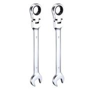 QUARKZMAN 2pcs Clé à Cliquet à Tête Pivotante 19mm Tête Rotative 180° Clé Combinée Métrique à Cliquet 72 Dents Acier Chrome Vanadium pour Fixations Écrou Boulon