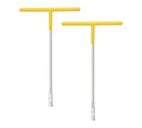 QUARKZMAN 2Pcs Clé À Douille En T 7mm À 6 Points Métrique En Acier Chrome-Vanadium À Longue Portée Pour Réparation De Moto Véhicule Bicyclette, Argent-Jaune