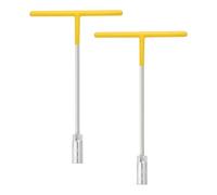 QUARKZMAN 2Pcs Clé A Tête Hexagonale 14mm 6-Pointes Métrique Avec Longue Portée En Acier Chrome Vanadium Pour Réparation Moto Véhicule Bicyclette, Argent-Jaune